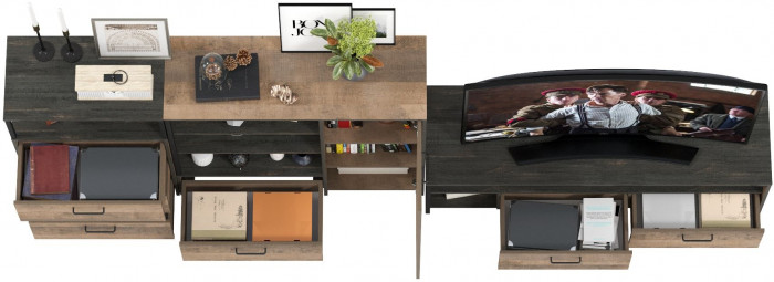 Трувор Гостиная 011, цвет дуб гранж песочный/интра, ШхГхВ 324,8х45,4х106,9 см., универсальная сборка