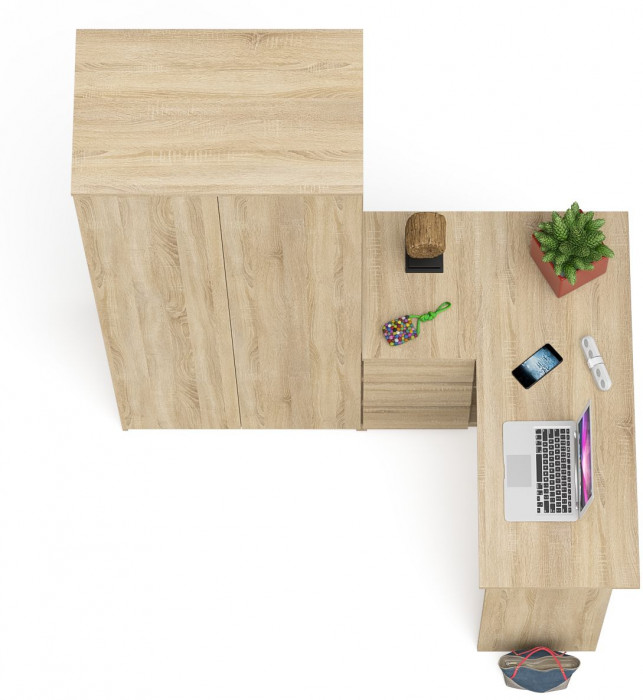 Мори компьютерный стол МС-16 левый + Шкаф МШ800.1, дуб сонома