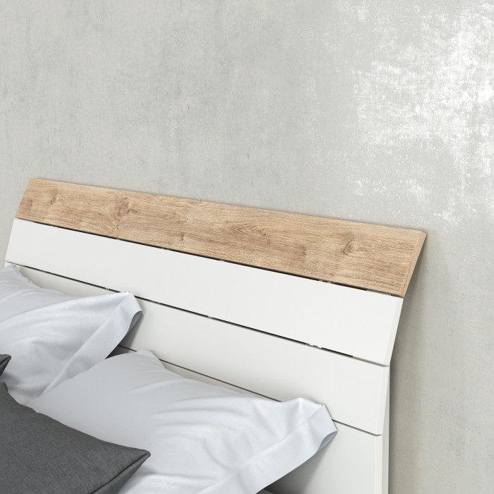 Муссон Спальня № 15, цвет белый/дуб эндгрейн элегантный, ортопед, сп. м. 1600х2000 мм., б/м