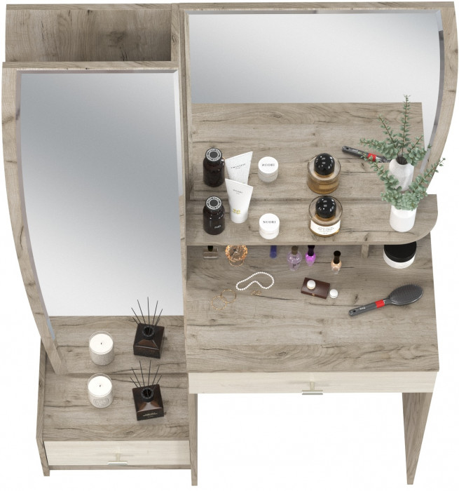 Трюмо 4-25102дкс/скан.д.б. Сицилия, дуб крафт серый/скандинавское дерево белое