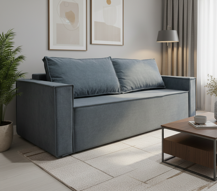 Диван-еврокнижка Лофт Люкс 140, велюр серый