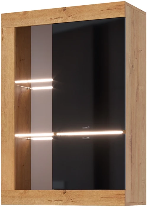 Прага Модульная Гостиная, вариант №2, Дуб Вотан/Черный глянец