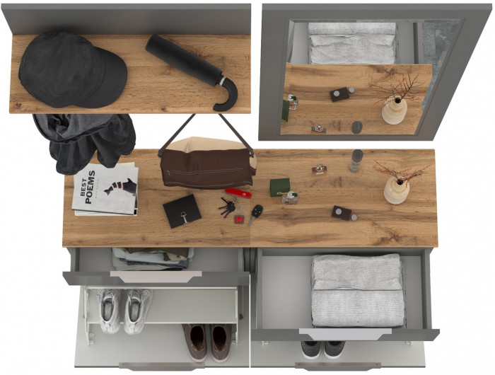 Октава Прихожая 40, серый графит/дуб крафт золотой/фасады МДФ серый графит