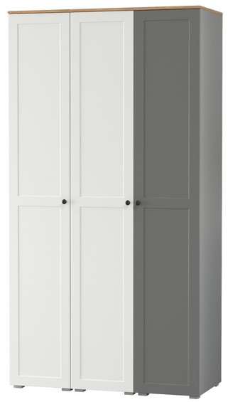 Остин 13.225 Шкаф-пенал 3 шт., белый шагрень/серый графит/дуб крафт золотой