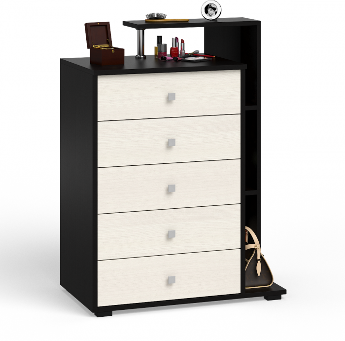 Камелия спальня № 3 Кровать 1600 + Две тумбы + Стол косметич. + Зеркало + Комод + Шкаф 4-х, цвет венге/дуб лоредо, сп.м. 1600х2000 мм., б/м, осн. есть