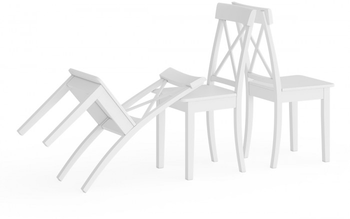 Три стула Мебель--24 Гольф-14 разборных, цвет белый, деревянное сиденье белое, ШхГхВ 41х42х95 см., от пола до верха сиденья 47 см.