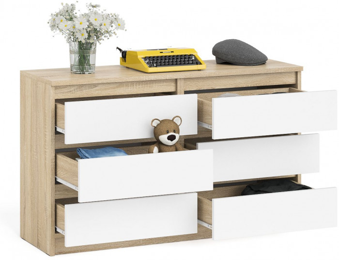 Мори Комод МК1200.6, цвет дуб сонома/белый, ШхГхВ 120,4х41х73 см.