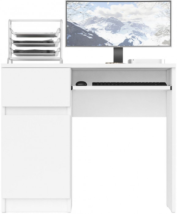 Мори Стол компьютерный МС-1 левый, цвет белый, ШхГхВ 90х50х76,6 см., выдвижной ящик слева, НЕ универсальная сборка