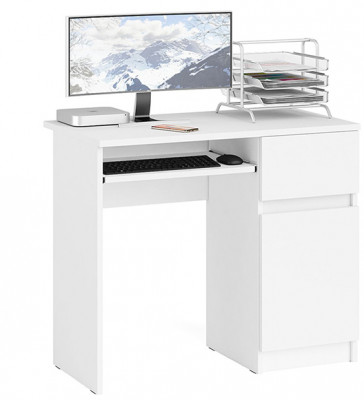 Мори Стол компьютерный МС-1 правый, цвет белый, ШхГхВ 90х50х76,6 см., выдвижной ящик справа, НЕ универсальная сборка