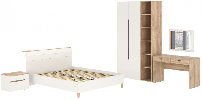 Муссон Спальня № 16, цвет белый/дуб эндгрейн элегантный, ортопед, сп. м. 1600х2000 мм., б/м