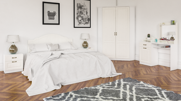 Ливерпуль Стол туалетный 12.46 + Полка 10.118 + Полка 10.117, ясень ваниль/белый