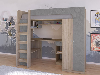 Кровать чердак Астра 10 Сонома/Железный Камень