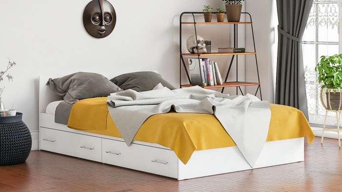 Мори Кровать с ящиками 1400, белый