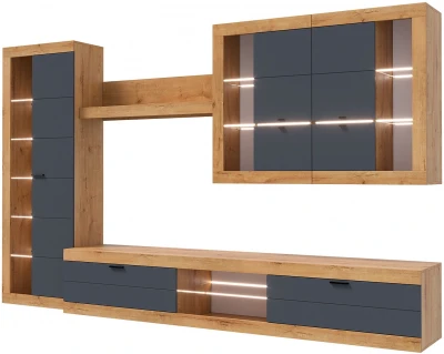 Прага Модульная Гостиная, вариант №2, Дуб Вотан/Графит