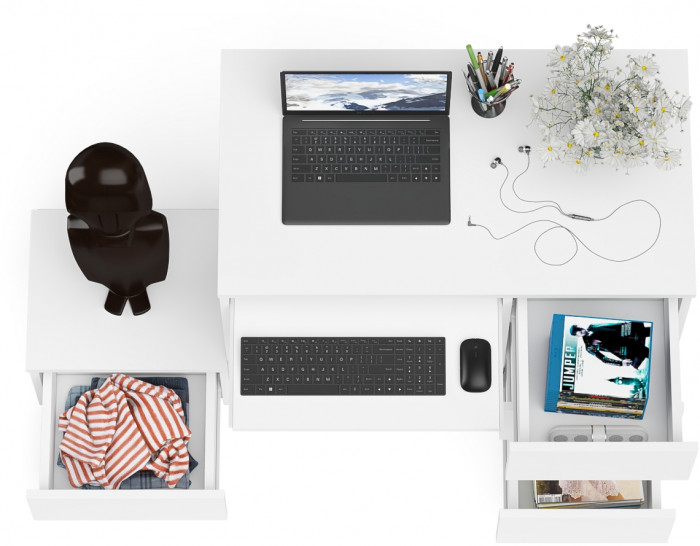 Мори компьютерный стол МС-6 правый + Тумба ТМП400.1, белый