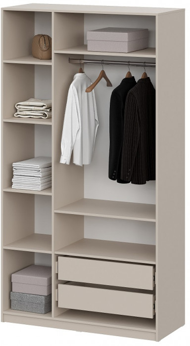 Шкаф распашной с наполнением (7 полок + 2 ящика + штанга) ШК 5 (1200), Меланж