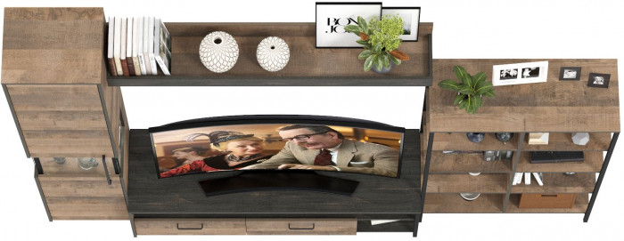 Трувор Гостиная 015, цвет дуб гранж песочный/интра, ШхГхВ 284,6х45,4х210 см., универсальная сборка