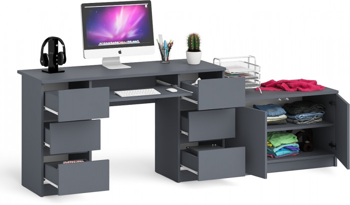 Мори компьютерный стол МС-2 + Тумба МА900.1, графит