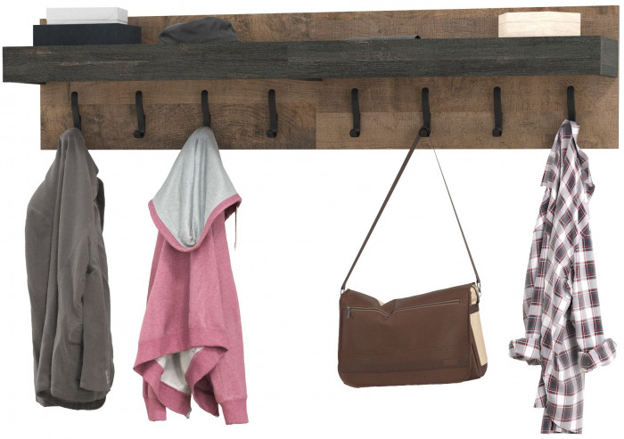 Трувор 15.04 Вешалка + 15.04 Вешалка, цвет дуб гранж песочный/интра, ШхГхВ 160х24,2х36 см.