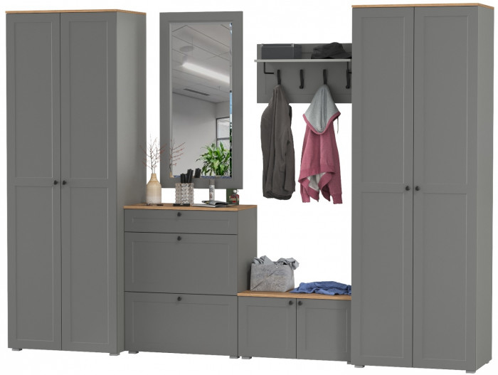 Остин Прихожая 48, серый графит/дуб крафт золотой