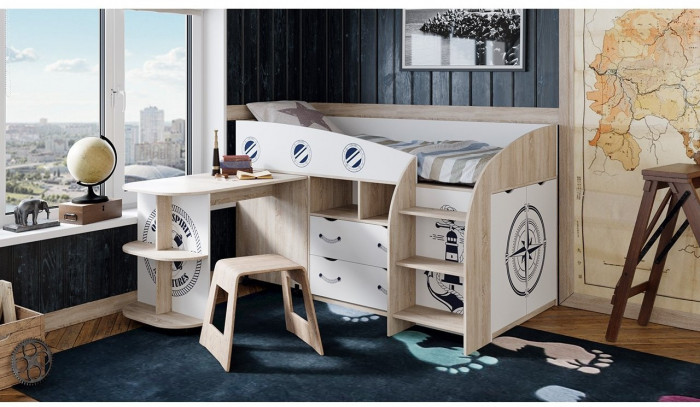 Немо Кровать комбинированная (Дуб сонома/Белый)