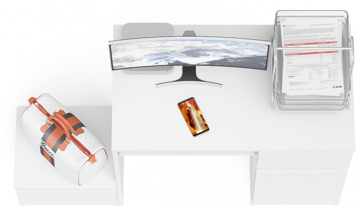 Мори компьютерный стол МС-1 правый + Тумба ТМП400.1, белый