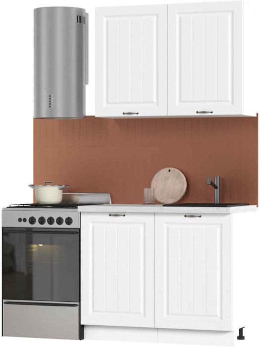 Кухня Мария 1 м белый/белый (столешница мрамор лацио белый)