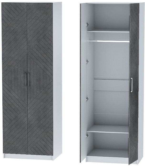 Шкаф двухдверный №1 "Иннэс-7" - Белый/Бетон графит