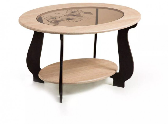 Стол журнальный СЖ-25 с рисунком Р-2/дуб/венге