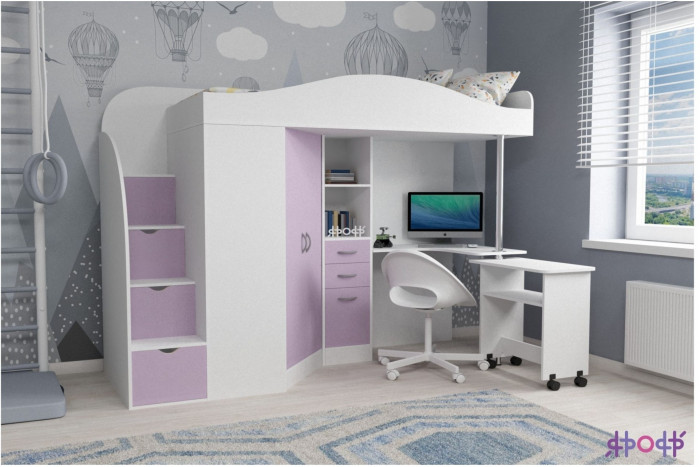 Кровать-чердак Юниор 4 (Венге/Ирис)