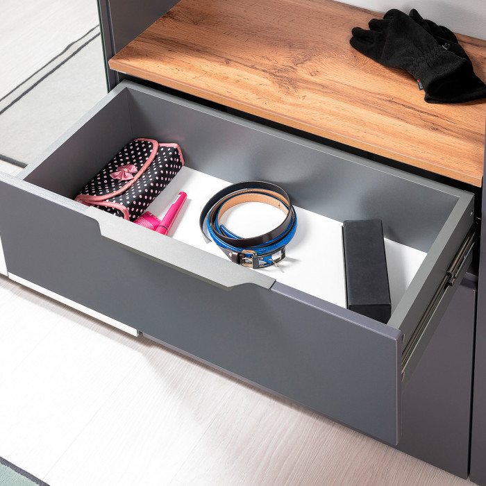 Октава Прихожая 29, цвет серый графит/дуб крафт золотой/фасады МДФ серый графит, ШхГхВ 193,7х35,4х197,6 см., универсальная сборка