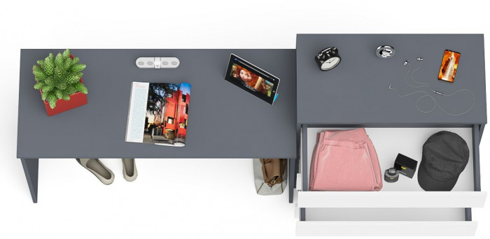 Мори письменный стол МСП1200.1 + Комод МК800.4, графит/белый