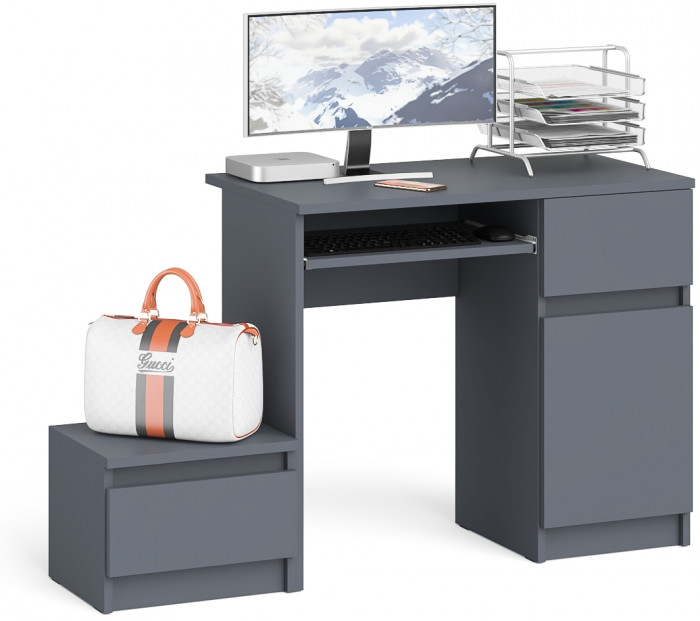 Мори компьютерный стол МС-1 правый + Тумба ТМП400.1, графит