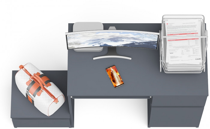 Мори компьютерный стол МС-1 правый + Тумба ТМП400.1, графит