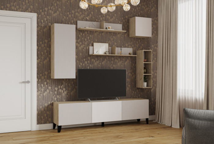 Гостиная Сириния, композиция 5, Дуб крафт серый/Светло-серый