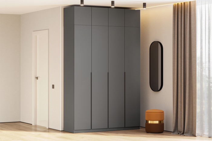 Шкаф с антресолью (9 полок + штанга) ШК 5 (1600), Графит