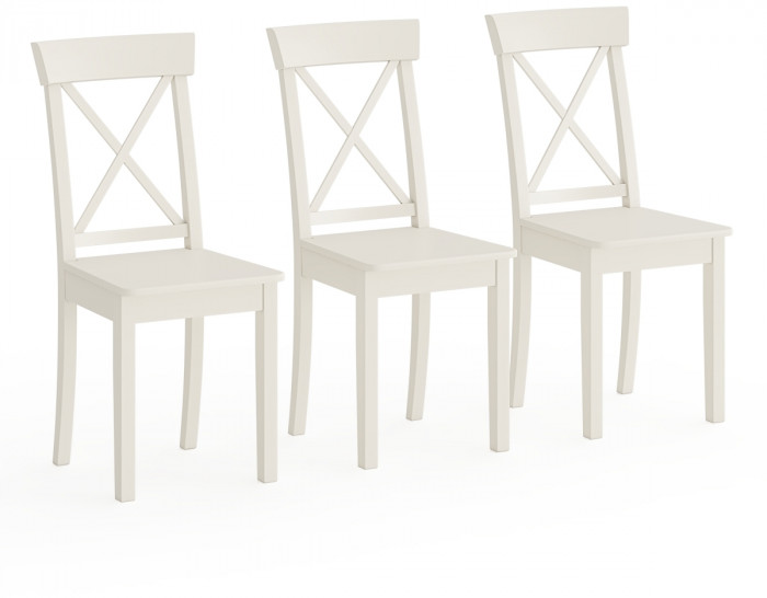 Три стула Мебель--24 Гольф-14 разборных, цвет слоновая кость, деревянное сиденье цвет слоновая кость, ШхГхВ 41х42х95 см., от пола до верха сид. 47 см.