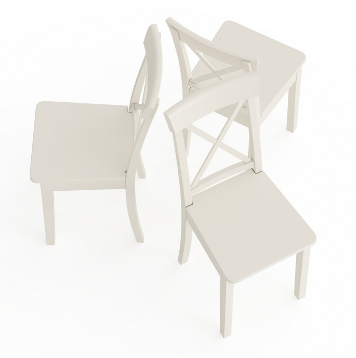 Три стула Мебель--24 Гольф-14 разборных, цвет слоновая кость, деревянное сиденье цвет слоновая кость, ШхГхВ 41х42х95 см., от пола до верха сид. 47 см.