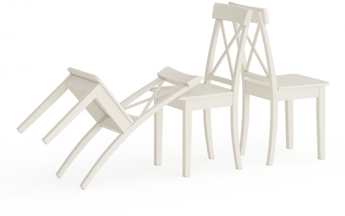 Три стула Мебель--24 Гольф-14 разборных, цвет слоновая кость, деревянное сиденье цвет слоновая кость, ШхГхВ 41х42х95 см., от пола до верха сид. 47 см.