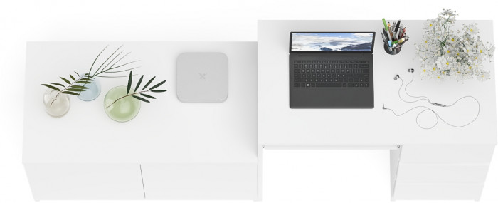 Мори компьютерный стол МС-6 правый + Тумба МА900.1, белый