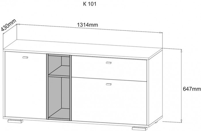 Комод Ланс К101, Белый/Дуб Бунратти
