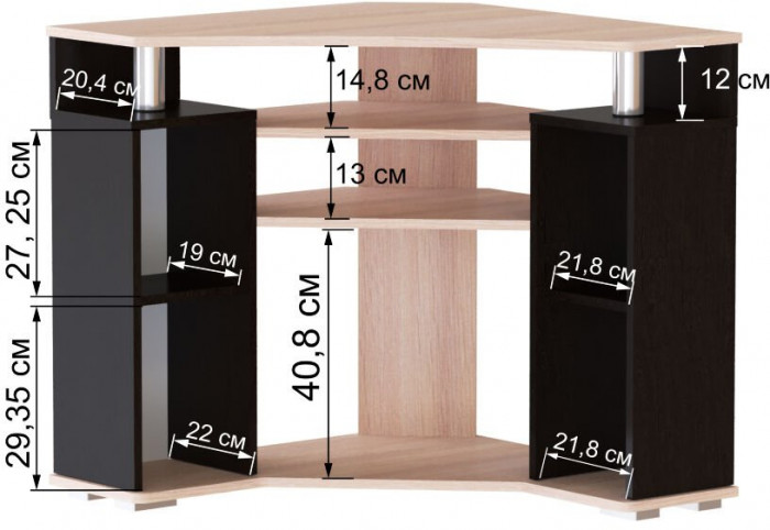 Угловая Тумба ТВ 044(2у) венге/дуб молочный