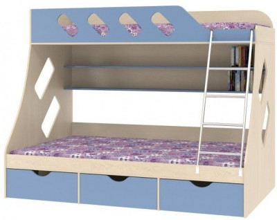 Дельта-20.01 Детская двухъярусная кровать с лестницей (Дуб молочный, Белый)