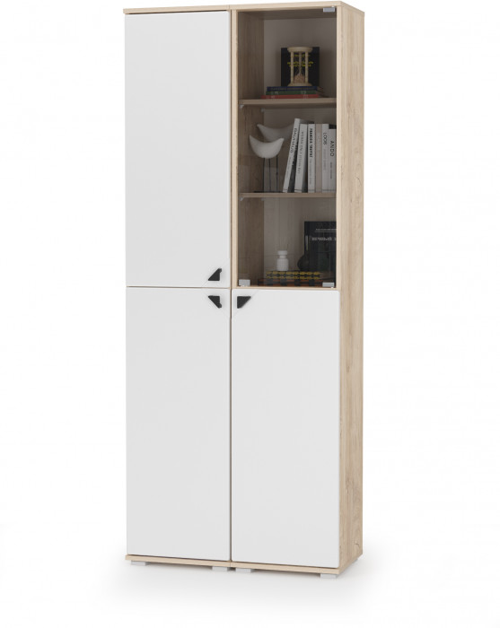 КР100 Бостон № 47, цвет дуб эндгрейн элегантный/фасады МДФ милк рикамо софт, 13.154+13.155, ШхГхВ 77,2х35,1х194,4 см., универсальная сборка