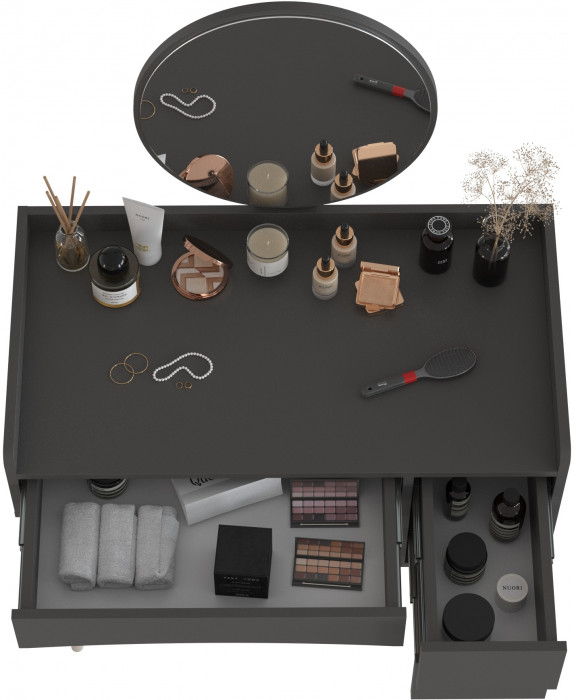 Трюмо 4-25921граф, цвет графит, ШхГхВ 85х46,6х130 см., НЕ универсальная сборка