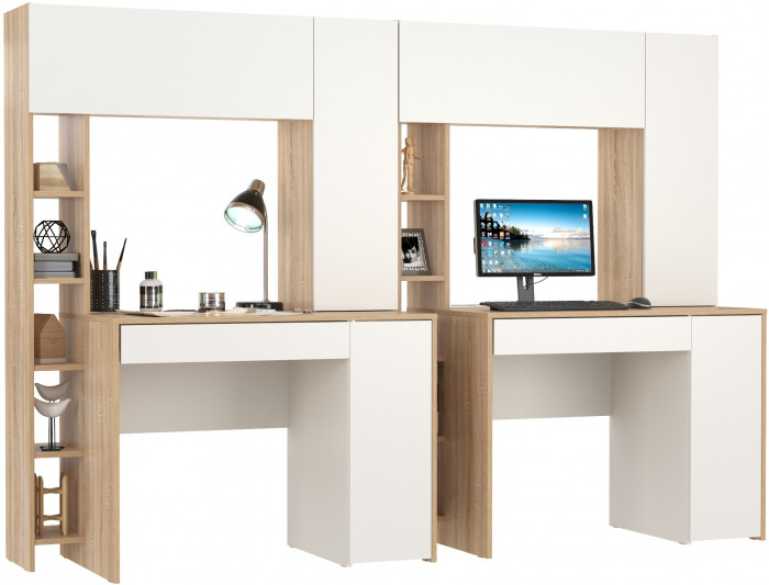 компьютерный стол Комфорт 12.71 + компьютерный стол Комфорт 12.71, дуб сонома/белый