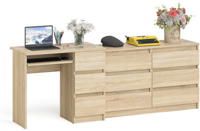 Мори компьютерный стол МС-6 правый + Комод МК1200.6, дуб сонома