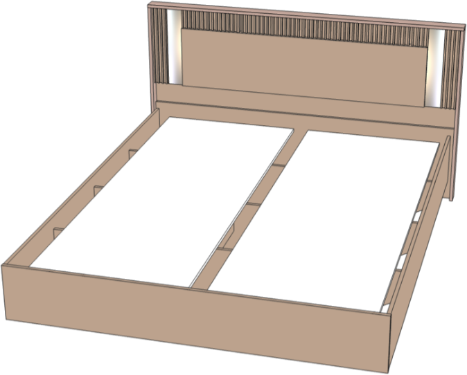 Кровать полутороспальная 120х200 "Харди" с зеркальными вставками - Белый текстурный/Ясень белый
