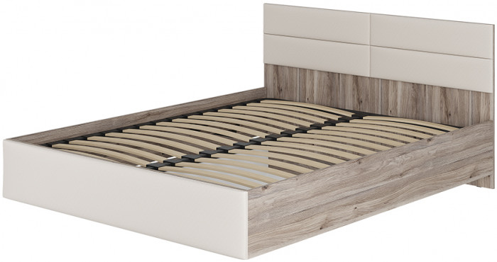 Кровать 1,6 м "Урбан" КР-18 (без орт. осн.) Дуб смоки/Бежевый