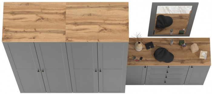 Остин Прихожая 26, цвет серый графит/дуб крафт золотой, ШхГхВ 280х54,3х229,6 см., универсальная сборка